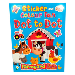 Sticker and Colour Fun: Dot to dot - Farmyard Fun